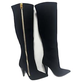 Tom Ford Kniehohe Stiefel aus Canvas in Schwarz