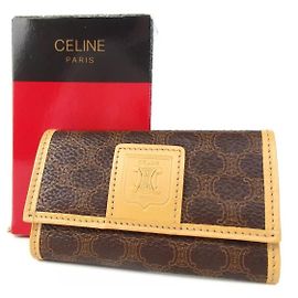 Celine Daoust Portachiavi in pelle marrone con monogramma Celine