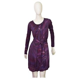 Vestido mini Etro com estampa caleidoscópica roxa e barra balão
