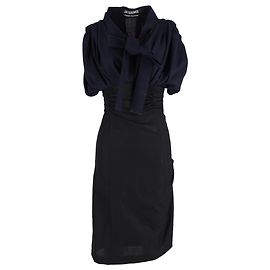 Jacquemus La Robe Madame Midikleid aus marineblauer Wolle mit Rüschendetail