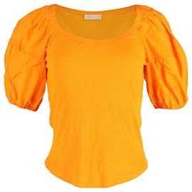 Camiseta de cuello redondo de manga corta Ulla Johnson en algodón naranja