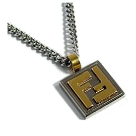 Colgante de collar para hombre Fendi en paladio y oro