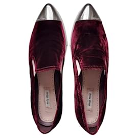 Sneakers/allenatori in velluto bordeaux Miu Miu