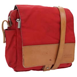 Burberry Borsa a spalla in nylon rosso Auth ti2117