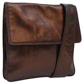 Borsa a spalla CHANEL in pelle bronzo oro CC Auth 93241