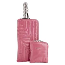 Pochette per telefono Lancel Midi-Minuit in pelle trapuntata rosa