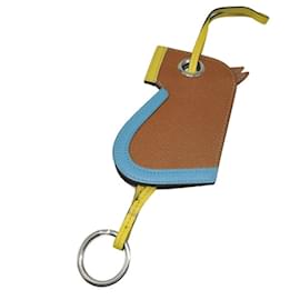 Hermes Camayle Epsom Gold Lime Azur O Stamp Bag Charm Keychain - Hermès