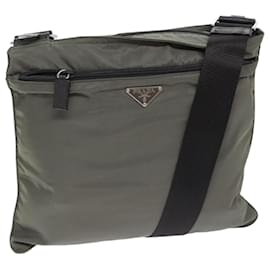 PRADA Borsa a Spalla in Nylon Grigio Argento Autentica ep5770
