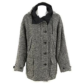 Cappotto in bouclé di lana bianco e nero DKNY - Anni 2000
