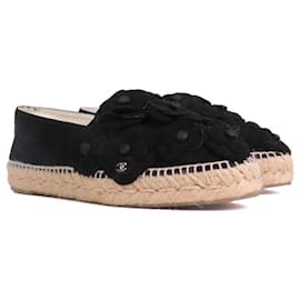 CHANEL - Espadrillas Camélia di Chanel in suede nero (Taglia 38)