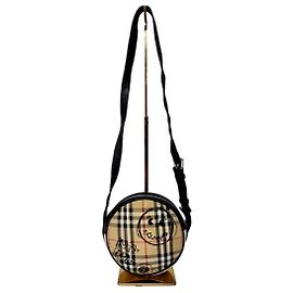 Bolso redondo de piel de ternera con estampado de dibujos animados a cuadros BURBERRY Negro/Blanco