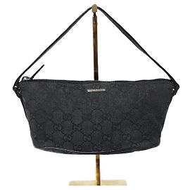 Borsa a spalla Gucci GG Canvas Boat Nera