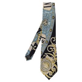 Cravatta in seta stampata multicolore Gianni Versace