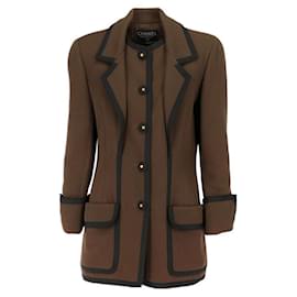 Chanel Braun und Schwarz Wollblazer - 2000er
