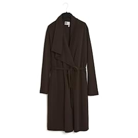Abrigo Lanvin Alber Elbaz FR38 Marrón de Lana Jersey Abrigo Plegable UK10 US8