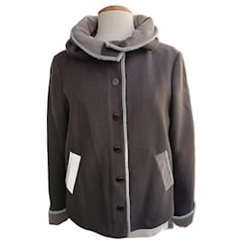 Armani Collezioni Jacke aus Wolle mit Kapuze Braun