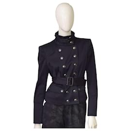 Burberry Kurzjacke im Militärstil Blau mit doppelter Knopfleiste