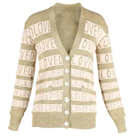 Gucci Loved Oversized Lurex-Cardigan aus goldener Wolle