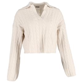 Joseph Strickkragen Cropped Pullover aus hellbeigem Wolle