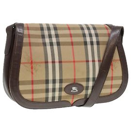 Autre Marque Borsa a spalla Burberrys Nova Check in tela beige oro Auth ki4954