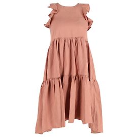 Robe mini à volants Sienna d'Ulla Johnson en Tencel pêche