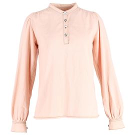 Camisa de manga larga abotonada Ganni Trinity en denim de algodón rosa pastel
