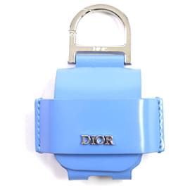 DIOR Leather Metal Logo Earphone Case Key Ring