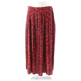 Falda plisada de seda con estampado de labios Valentino roja