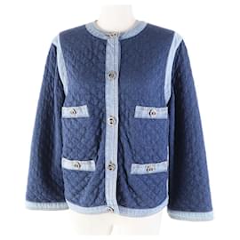 Chanel Denimjacke aus Baumwollviskose mit Strassknöpfen