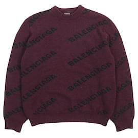 Balenciaga Logo Woll-Nylon-Strickpullover M