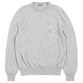 Dior Cashmere CD Geflochtenes Strickpullover Grau S