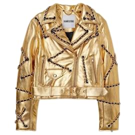 Balmain pour H&M Chaqueta de cuero biker dorada Moschino para H&M NWT Moschino