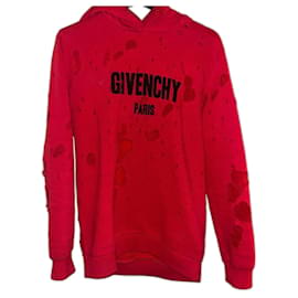 Authentischer Givenchy 17 AW Riccardo Tisci roter beschädigter verarbeiteter Hoodie