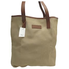 NEUE CHOPARD BEIGE CANVAS & BRAUNES LEDER TASCHE - Chopard