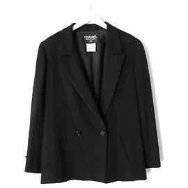 Chanel Vintage Fall 1998 Black Seam Detail Wool Jacket