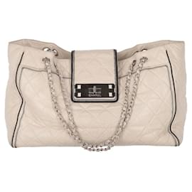 Borsa tote in pelle trapuntata beige Chanel - anni 2000