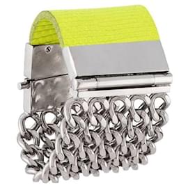 Bracciale in argento e verde acido Gianfranco Ferré - anni 2000