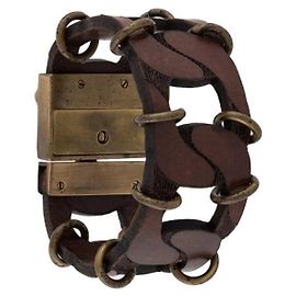 Bracciale in pelle marrone scuro Gianfranco Ferré - Anni 2000