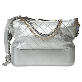 CHANEL Gabrielle Leder Silber Tasche - 102196 - Chanel
