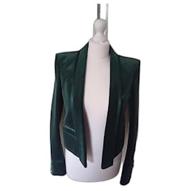 Balmain Jacke aus Baumwollvelours in Olivgrün