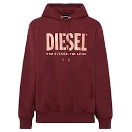 Felpa Diesel S-Gir-Hood-Division-Logo Bordeaux Rosa Cotone XL