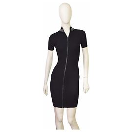 Vestido mini bodycon de punto de viscosa negro Michael Kors