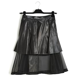 Gonna in Tulle di Pelle Givenchy Autunno 2011 FR40 Pelle Nera UK12 US10