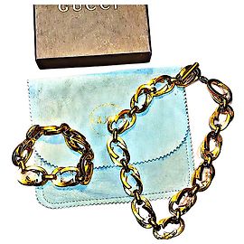 Gucci Autentico Raro Tom Ford Collana e Bracciale Link GG Placcato Oro