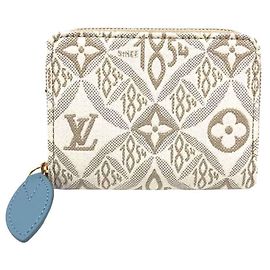 Louis Vuitton Zippy Coin Purse in White Jacquard
