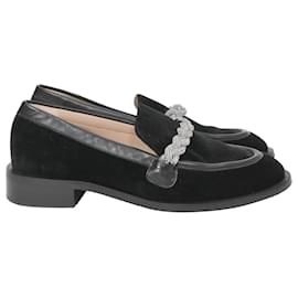 Mocassini a catena impreziositi da cristalli Stuart Weitzman in suede nero