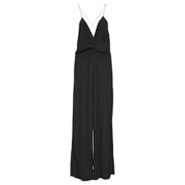 Jumpsuit V-Neck con Spalline a Catena Ba&Sh in Viscosa Nera