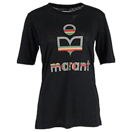 T-shirt a manica corta stampata Kolda in lino nero di Isabel Marant Étoile