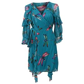 Marianna bedrucktes Mini-Rüsch-Wickelkleid aus mehrfarbigem Seidenstoff von Diane Von Furstenberg