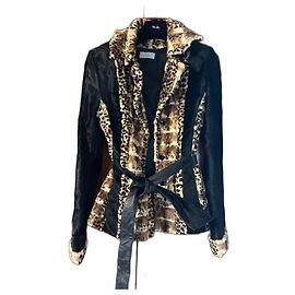 Autre Marque Giacca di pelliccia Demmy con colletto in pelle marrone